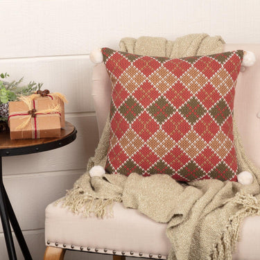 Argyle Diamond Christmas Pillow 18x18 VHC Brands - The Fox Decor